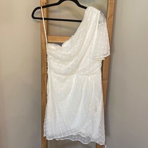 Lulus white one shoulder tulip skirt mini dress size L